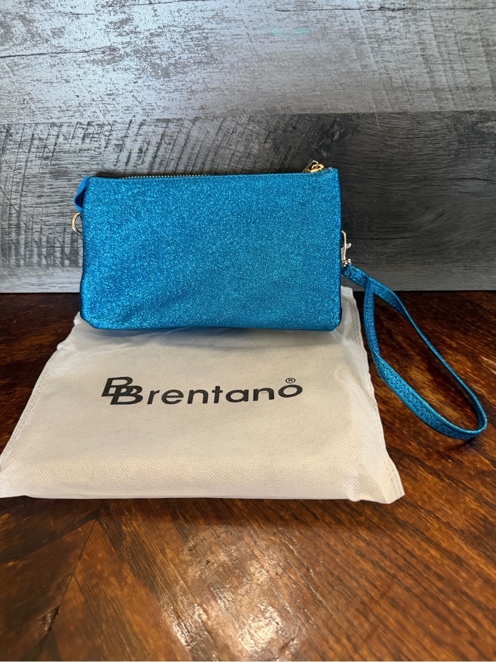 NWT Brentano Blue Sparkle Glitter Crossbody Or Wristlet - Picture 8 of 11